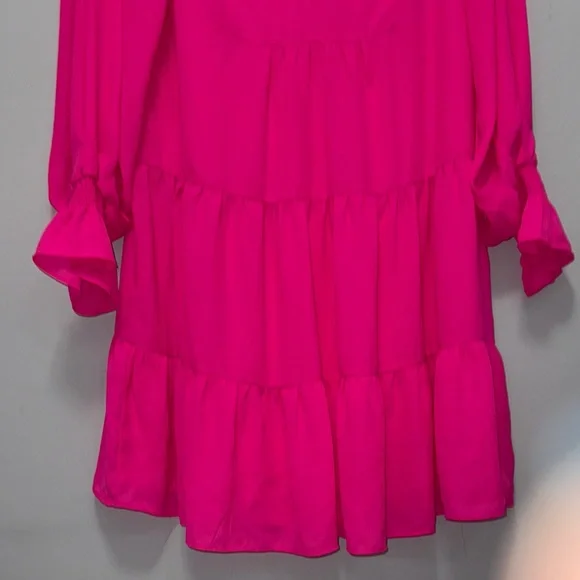 CeCe Hot Pink Long balloon Sleeve Dress - Picture 7 of 10